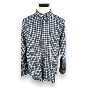 Billy Reid Shirt Men’s XL Blue Plaid Cotton Button Down Standard Cut Long Sleeve